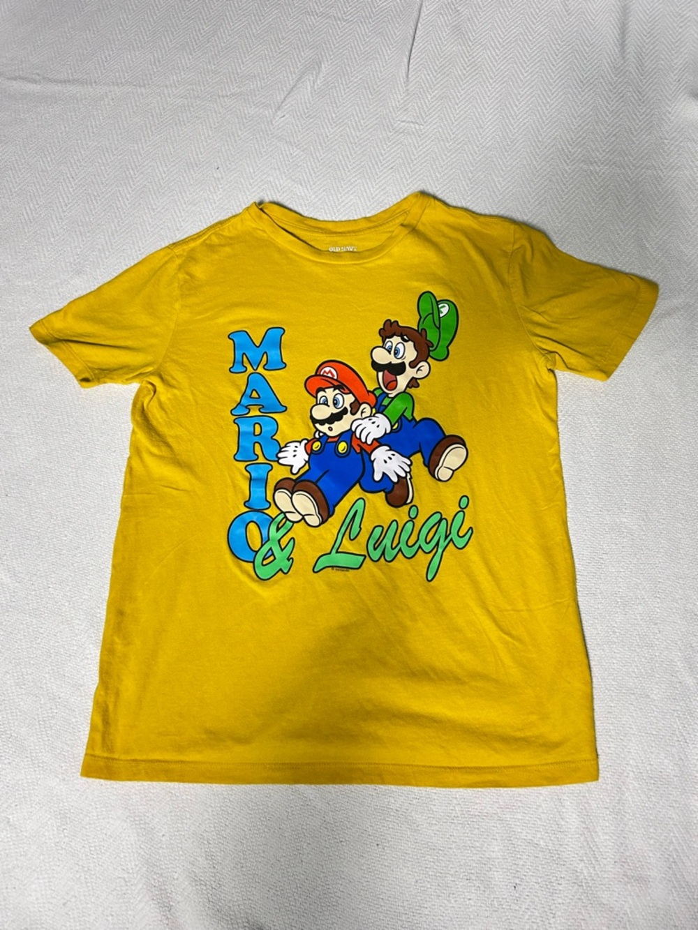 Mario & Luigi Yellow Graphic Unisex Kids Tee XXL (18)